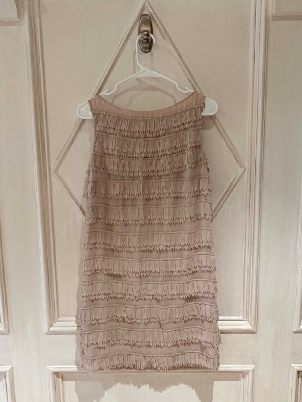 Ann Taylor Blush Pink Nude Fringe Shift Dress